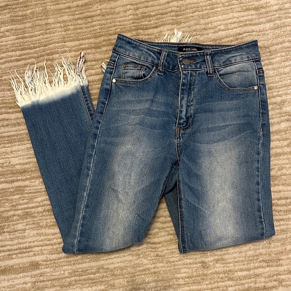 Frayed Hem Blue Jeans